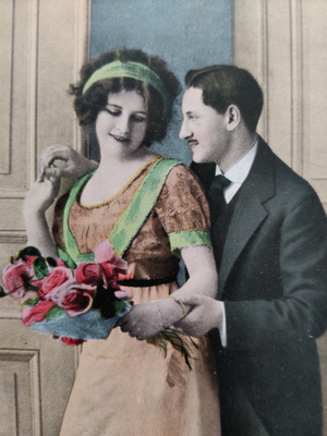 Vanha postikortti romantiikka