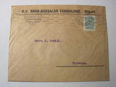 VANHA Firmakuori Savo-Karjalan Tukkuliike Viipuri 1917