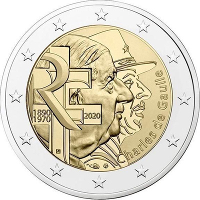 ** RANSKA 2€ 2020 Charles de Gaulle pillerissä **