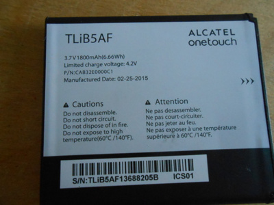 Alcatel TLiB5AF akku, 3,7V 1800mA