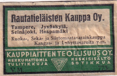Rautatieläisten Kauppa Oy. VM 773, s35
