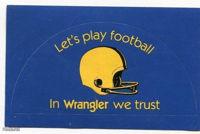 Retro - Vanha tarra - Wrangler - Let's play football