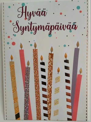 "Kynttilöitä-Hyvää Syntymäpäivää"-KULKEMATON ONNITTELUKORTTI
