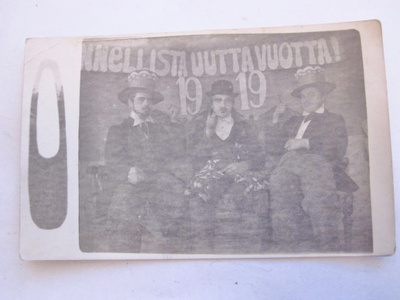 VANHA Valokuva Postikortti Uuden Vuoden Kortti 1918 Erikoine