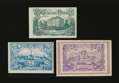 Itävalta Notgeld 20, 40, 60 Heller, Naarn 1920