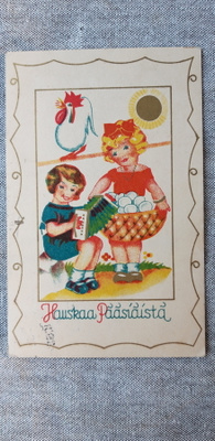 Vanha pääsiäiskortti v. 1942, rivileima Lantula