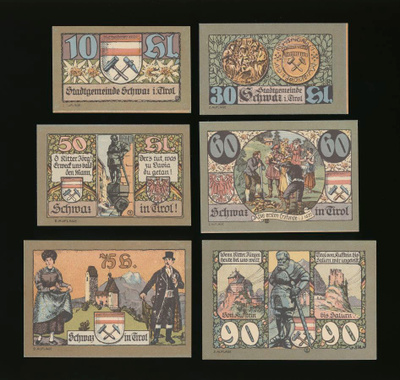 Itävalta 10, 30, 50, 60, 75, 90 Heller, Schwaz, 2. painos