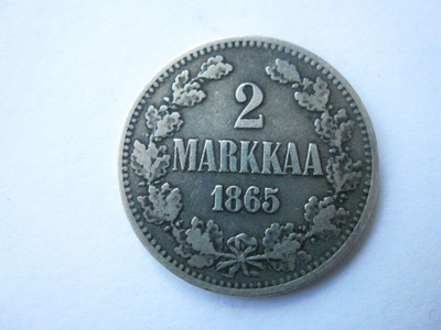 2 markkaa 1865 hopeaa