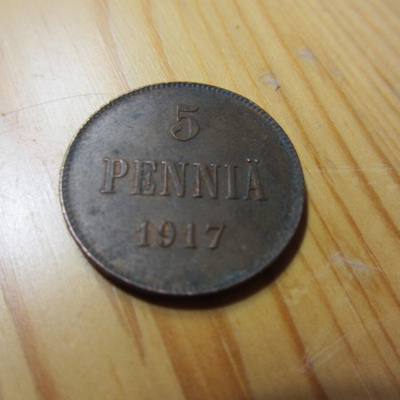 5 Penniä 1917 mahd. kl 6