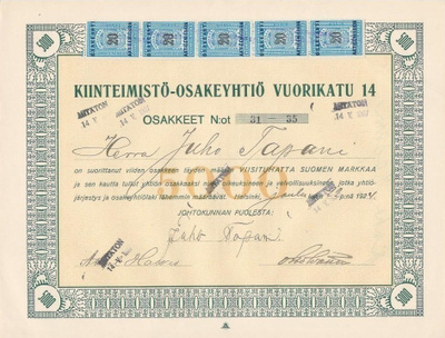 OKK 1924 Kiinteimistö-Osakeyhtiö Vuorikatu14, Helsinki osake