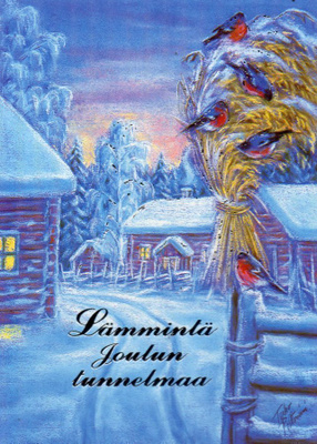 Postikortti. Terho Peltoniemi.   Punatulkut