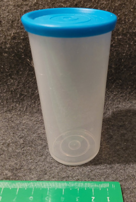 Tupperware muki läpinäkyvä + turkoosi tiivis kansi