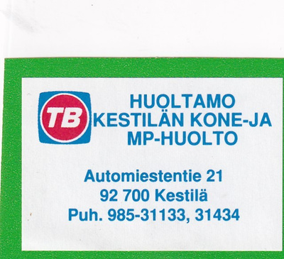 Kestilä. TB Huoltamo, Kestilän kone - ja MP - huolto   1/7