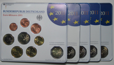 2011 BU setit- Saksa kaikki 5 rahapajaa sisältää juhlaraha