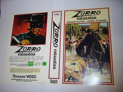 Vhs kansipaperi Fix - ZORRO RATSASTAA  (Sis.postikulut)