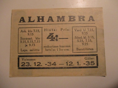 VANHA ELOKUVALIPPU - 1935 ALHAMPRA (AB14)