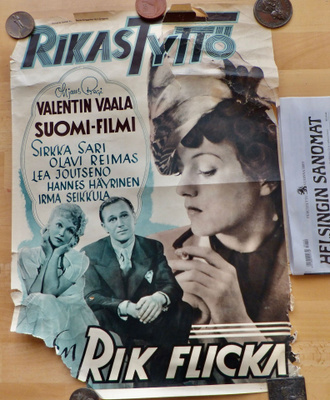 VANHA Elokuvajuliste Rikas Tyttö 1939