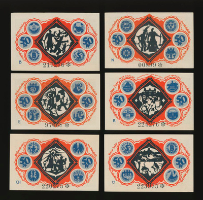 Saksa Notgeld 6 x 50 Pfg, Bielefeld 1921