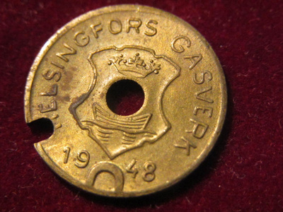 Helsingin kaasulaitos 1948. Kaasupoletti-Gas token
