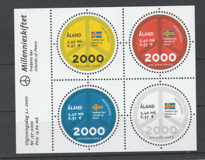 Ahvenanmaa v 2000 MILLENIUM blokki, postituore