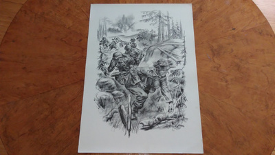Jatkosota Muonittajat Juoksuhauta Sotapiirros Lindeberg 1942