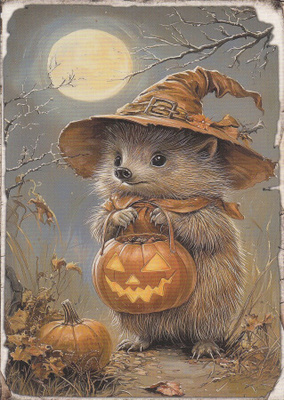 Halloween siilillä kurpitsa-astia