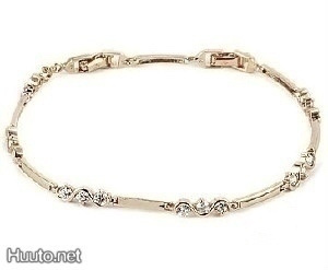 2402 .. 18K Kulta Duble Kaunis Crystal .. Rannekoru