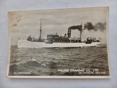 VANHA Kortti Laiva Arcturus SHO Kulk Englanti - Suomi 1935