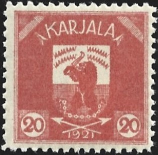 1922 Karjala 20 p sinooperinpunainen ** LaPe K 3  B