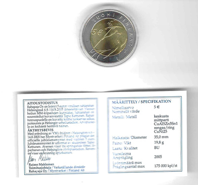 2005 5 EUROA JUHLARAHA YLEISURHEILUN MM-KILPAILUT 2005 BU