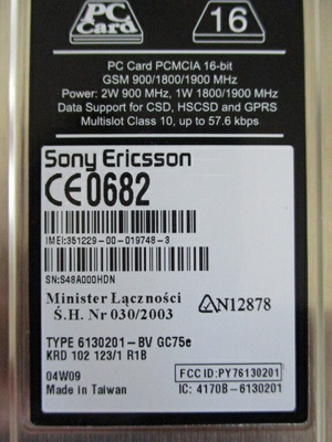 PCMCIA KORTTI (SONY ERICSSON) - NETTIYHTEYS