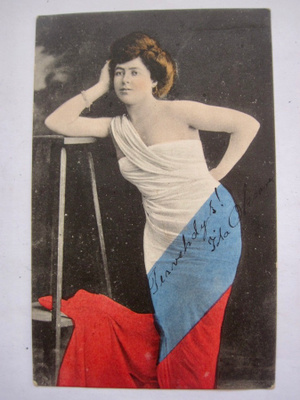 VANHA Postikortti Nainen Mekko Venäjän Lipusta 1907