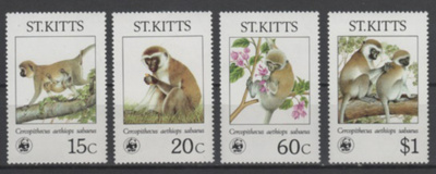 (S0156) SAINT KITTS, 1986 (WWF. Green Monkey). Mi ## 184-187