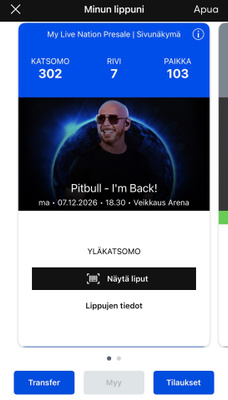 Pitbull, Helsinki 7.12.2026.