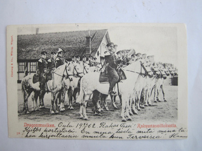 VANHA Postikortti Sotilaat Rakuunat Soittokunta 1902