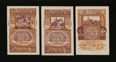 Itävalta Notgeld 10, 20, 50 Heller, Weinzierl 1920