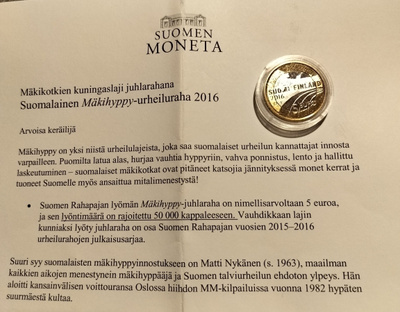 5€ mäkihyppu urheiluraha