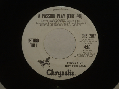 Jethro Tull 7" A Passion Play (edit #6) USA and Canada Promo