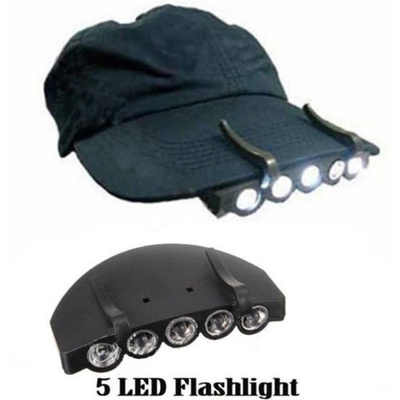 5 LED valoa Otsalamppu Päälamppu Taskulamppu (UUSI)
