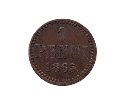 1 penni 1865 - hyväkuntoinen!