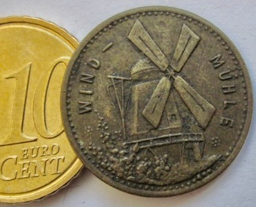 VANHA Mitalin Poletti Pelimerkki Tuulimylly Saksa 1800-l