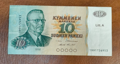 10 markkaa v. 1980 Litt. A, 1991... korvaava