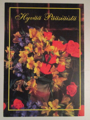 KULKEMATON PÄÄSIÄISKUKKIA HYVÄÄ PÄÄSIÄISTÄ PÄÄSIÄISKORTTI