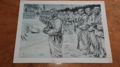 Jatkosota Kenttähartaus Sotapiirros Lindeberg 1942