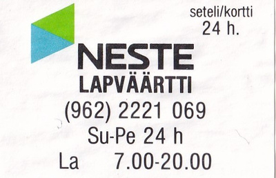 Lapväärtti  , NESTE  3/8