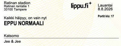 Jee& Jee ETUPERMANTOLIPPU - La 8.8. - RATINA - EPPU NORMAALI