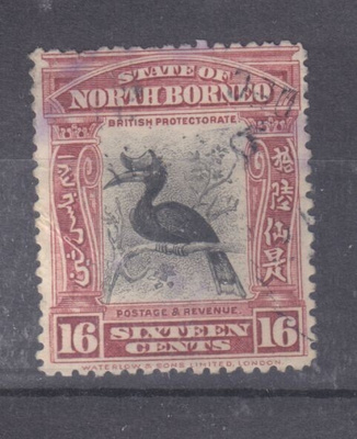 Pohjois Borneo 1909 16 merkki leimattuna.