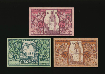 Itävalta Notgeld 10, 20, 50 Heller, Perchtoldsdorf 1920