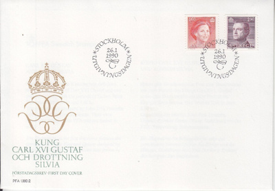Ruotsi FDC 1990 kuninkaallisia.