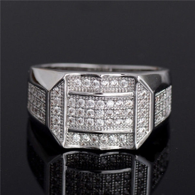 12 .. Fashion 18K White Gold Zirconia .. Sormus